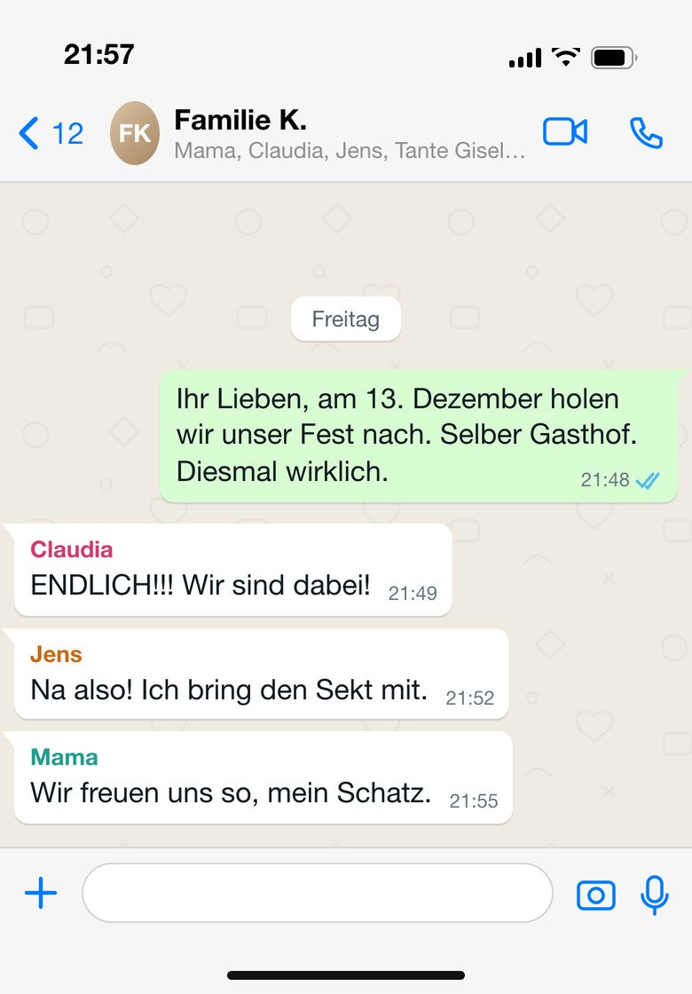 WhatsApp-Gruppe Familie K.: neue Einladung zum 13. Dezember